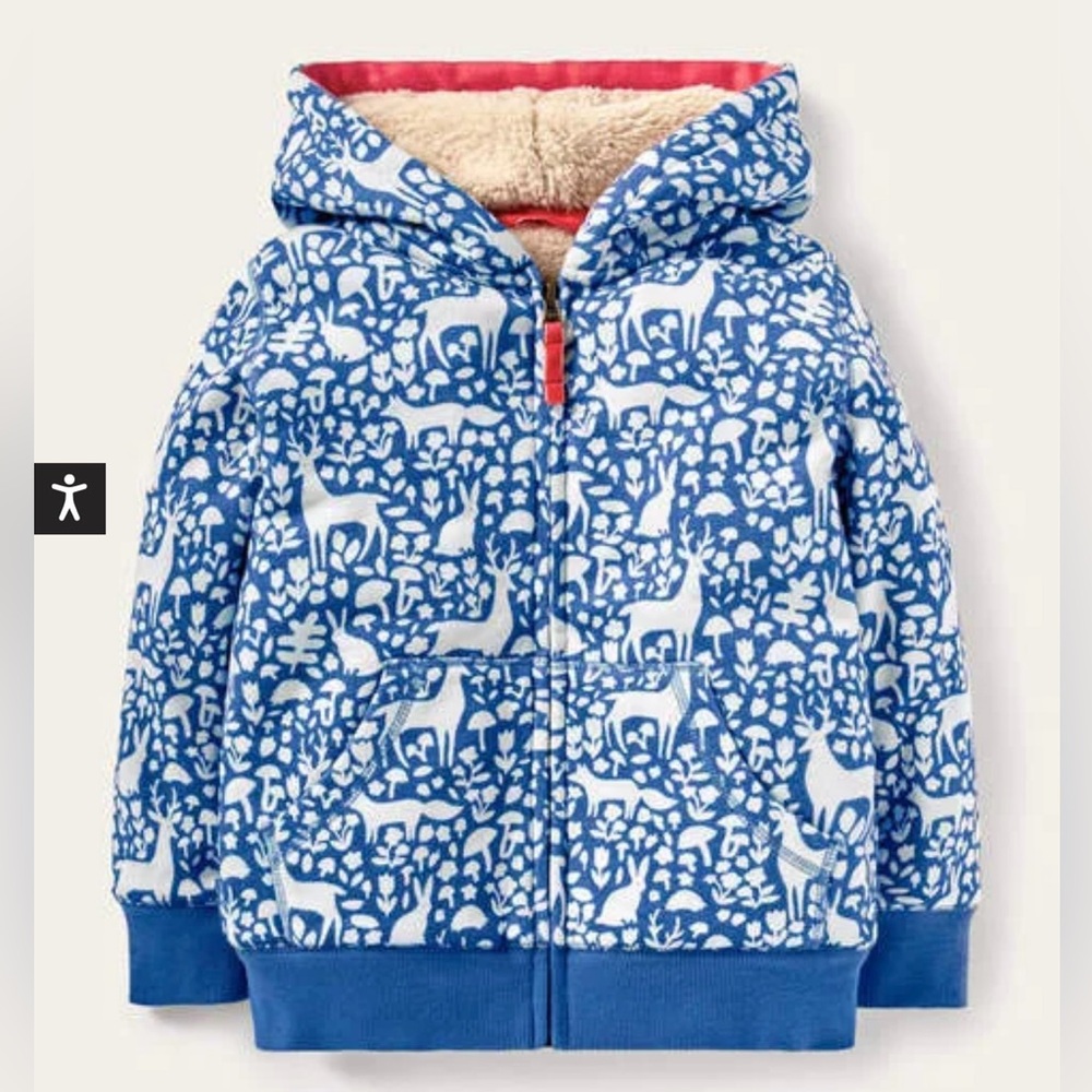 Shaggy-lined Hoodie
Elizabethan Blue Woodland 8-9